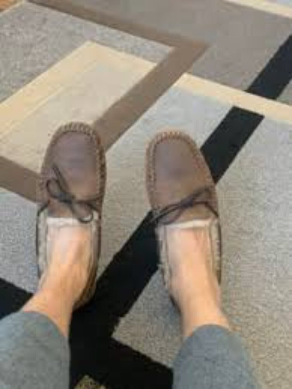 UGG  Olsen Suede Moccasin Slippers with Cream Shearling Lining Men Size 13